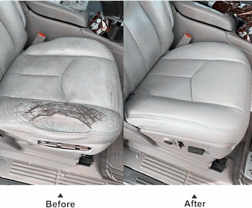 SecosAutoparts Driver & Passenger Bottom & Top Lean Back & Driver Foam Cushion Leather Seat Cover Light Gray # 922 fit for Chevy GMC Tahoe Suburban Avalanche Yukon Silverado Sierra 2003 2004 2005 2006
