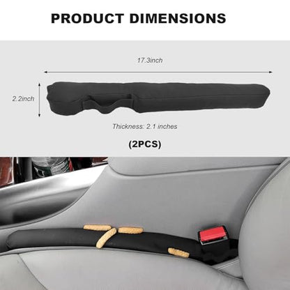 2PCS Leather Car Seat Gap Filler, No-Drop Seat Side Gap Plug Crevice Blocker with Securing Strap, Elastic Filler Block The Gap Between Seats & Console for Truck SUV Sedan (Black) - color: Black