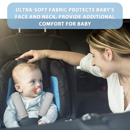 SWESEN Baby Car Seat Belt Covers for Boys and Girls, Carseat Shoulder Padding, Soft Car Seat Neck Cover, Mink Car Seat Straps Shoulder Pads, Solid Colour Stroller Strap Cover for Baby Kids, Grey - color: Grey