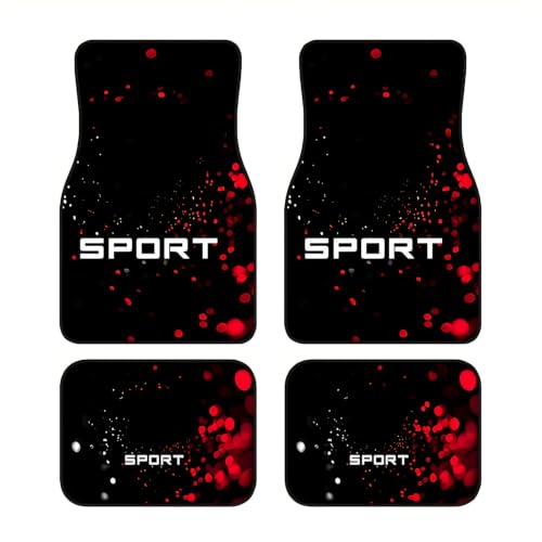 Universal Fit Car Floor Mats Set of 4Pcs, All-Weather Front Rear Car Carpet Mats, Non-Slip Car Floor Mat Car Accessories for Automotive Trucks SUV Sedans Vans (Classic Black Red) - color: Classic Black Red