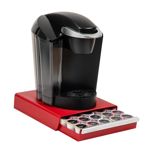 Mind Reader Single Serve Coffee Pod Drawer, 30 Pod Capacity, 5 Row Organizer with 2 Inch Dividers, Countertop Storage Base (Coffee Maker Not Included), Red - color: Red, size: 30 Pod Capacity, 10.5"L x 12.75"W x 2.5"H