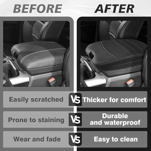 Center Console Armrest Cover Fit for Dodge Ram1500/2500/3500 2013-2018 Accessories, Comfort Armrest Pad Console Lid Cushion Vegan Leather Regular Thick(Bucket Seat ONLY) - size: 3) 13-18 |Ram1500/2500/3500| Bucket Seat, Regular