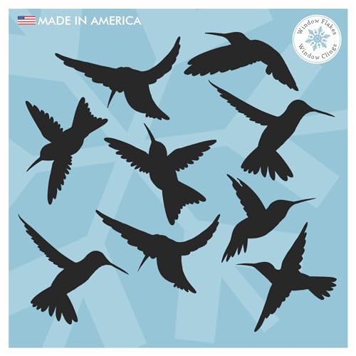 9-Pack Black Silhouette Hummingbird Window Clings for Glass Safety on Windows, Doors and Transparent Panels. Window Decals to Prevent Bird Strikes on Glass. Made in America. - size: 9 Count Black Hummingbirds