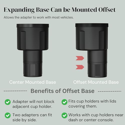 Swigzy Extra Wide Car Cup Holder Expander - Made for Yeti 14oz & 46oz Rambler, Hydro Flask 24oz Mug, RTIC 36oz Bottles - Adapter Insert Extender Expandable and Adjustable - color: Black, size: Holds Yeti 14 & 46 oz