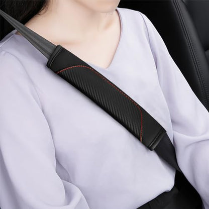 2PCS Car Seat Belt Cover, Carbon Fiber Seatbelt Shoulder Protection, Soft Car Seat Belt Strap Cushion Protect Your Neck and Shoulder, Car Accessories Seat Belt Pad for Car Truck (Black) - color: Black