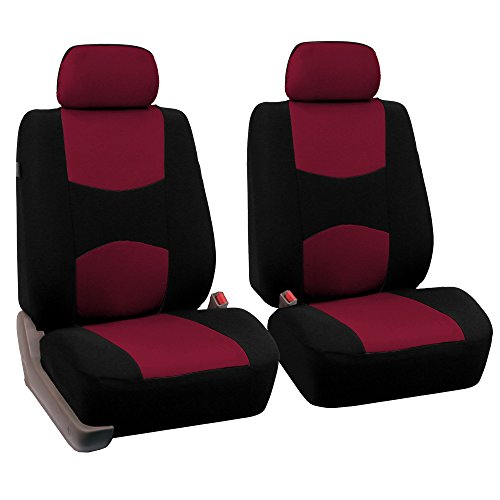 FH Group FB050102 Flat Cloth Seat Covers (Burgundy) Front Set – Universal Fit for Cars Trucks & SUVs - color: Burgundy, style: Seat Cover Front Set