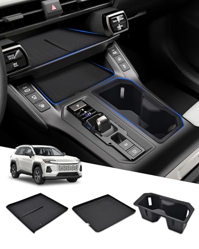 3PCS for 2026 Toyota RAV4 Accessories, for Center Console Cover Pad & Cup Holder & Wireless Charging Mat, Non-Slip Silicone Interior Liner Set to Prevent Scratches, Spills, Noise, Not for Limited - size: 3PC For RAV4 2026