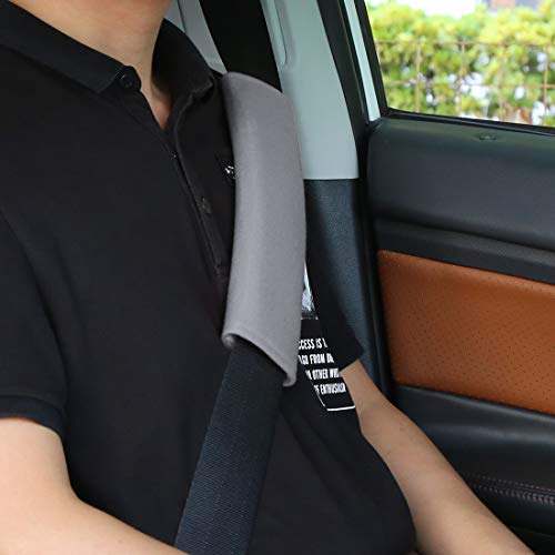 X AUTOHAUX 4pcs Universal Gray Car Safety Seat Belt Pads Cover with Soft Polyester Fiber Auto Seatbelt Shoulder Pad for More Comfortable Driving - color: Gray