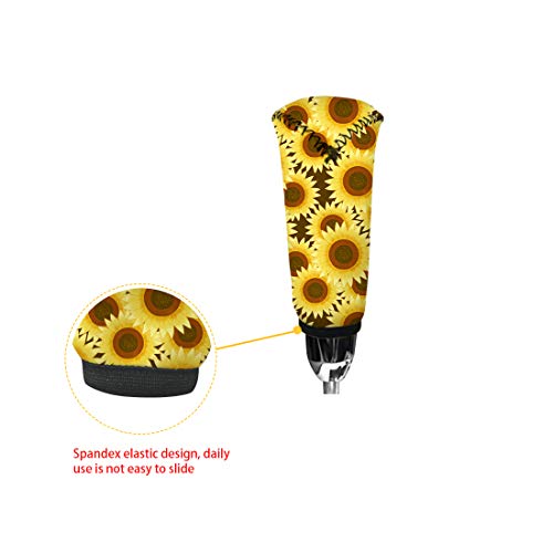 KEIAHUAN Black & White Cow Print Handbrake Cover Gear Shift Knob Cover Set Universal for Car Auto SUV Interior Decoration Accessories 2PCS