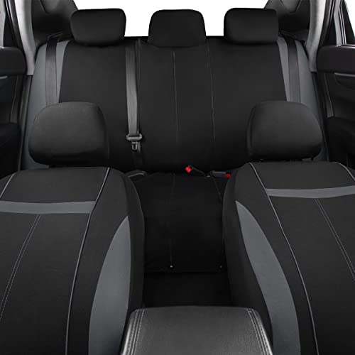 CAR-GRAND Universal Fit Sporty Cloth Full Set Car Seat Covers, Fit for Car, Truck, Sedan, Vans, SUV, Breathable, Washable, Airbag Compatible, Zipper Design - color: Dark Gray
