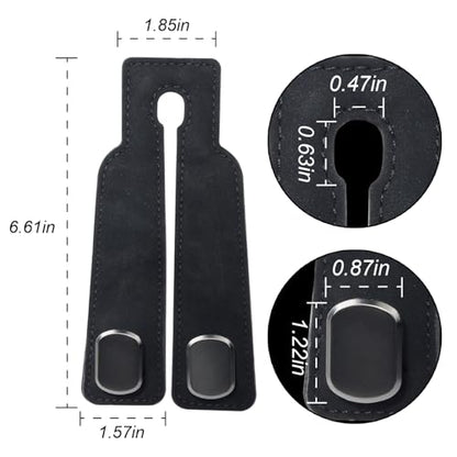 Purse and Bag Hook for Car, Zinc Alloy Seat Headrest Hooks, Upgraded Leather Car Seat Back Purses Hanger and Bags Holder (Black,2Pack) - color: Black
