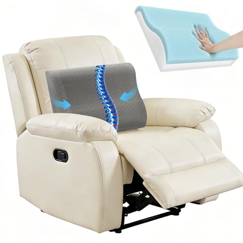 Lumbar Support Pillow for Recliner Chair - 17"x15"x5" Ergonomic Back Cushion with Gel Memory Foam, Adjustable Straps & Washable Cover, Back Pain Relief for Office Car Seat (Dark Grey) - color: Dark Grey