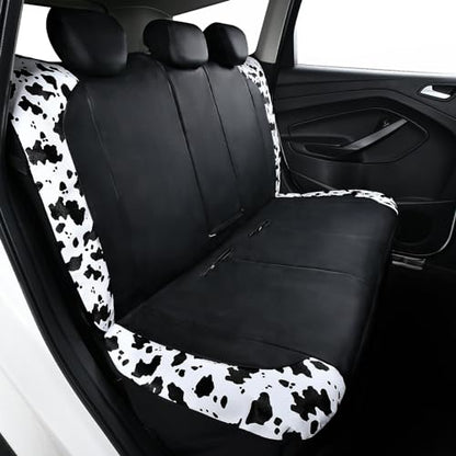 Flying Banner Neoprene Rear Bench car seat Covers car seat Protectors Split 40/60 60/40 (Cow Print & Black, Neoprene) - color: Cow Print & Black, size: Neoprene