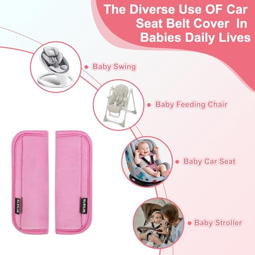 3 Pcs Car Seat Straps Shoulder Pads Suit for Kids : Ultra-Soft Child Car Seat Strap Covers, Kids Car Seat Strap Pads, Cute Plush Printed Seat Belt Covers, Hip Support, for Pushchair, Baby Stroller