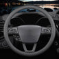 HAOTULE New Nappa Leather car Steering Wheel Cover，for Car Truck SUV 15 inch (Black) - color: Black-2
