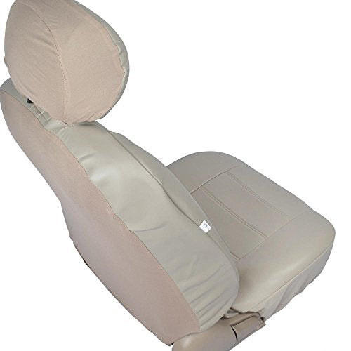 BDK carXS Beige Leather Car Seat Covers Front Seats Only, 4-Piece Faux Leather, Includes Front Seat Covers, Automotive Seat Covers for Trucks SUV - color: Beige, size: Front Seat Covers
