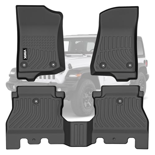 VIWIK Car Floor Mats for Jeep Wrangler JL 2018 2019 2020 2021 2022 2023 2024 2025 2026, TPE Rubber Car Mats All Weather Custom Floor Liners Front & Rear Non-Slip Odorless - size: Fit for 2018-2026 Jeep Wrangler Unlimited JL