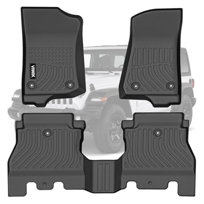 VIWIK Car Floor Mats for Jeep Wrangler JL 2018 2019 2020 2021 2022 2023 2024 2025 2026, TPE Rubber Car Mats All Weather Custom Floor Liners Front & Rear Non-Slip Odorless - size: Fit for 2018-2026 Jeep Wrangler Unlimited JL