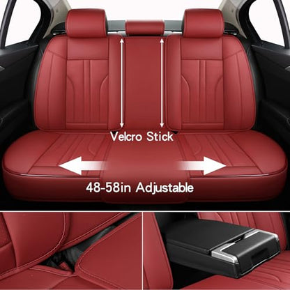 MINGBRON Red Car Seat Covers,Leather Car Seat Cover, Waterproof Seat Covers Full Set - color: Red, size: Full Set