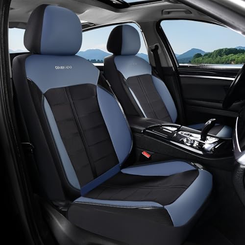 Coverado Seat Cover, Car Seat Cover Front Seats, 3D Air Mesh Breathable Seat Protectors Sports Carbon Fiber Design Airbag Compatible Comfort Universal for Most Cars, Van,Trucks, SUV, Black&Blue - color: Black&Blue, size: Front
