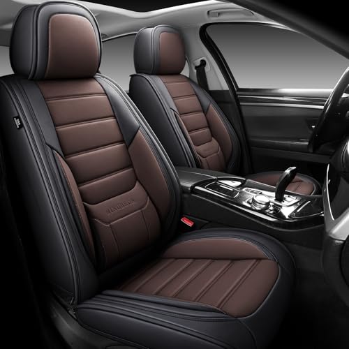MINGBRON Seat Covers, Car Seat Covers Front Seats, Car Seat Cover, Car Seat Protector Waterproof, Car Seat Cushion Nappa Leather, Brwon Seat Covers Carseat Cover Universal Fit for Most Cars - color: Brown 2, size: Front Pair