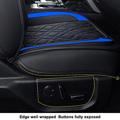 LUCKYMAN CLUB F150 Front-only Seat Covers J03-Q3 with Waterproof Faux Leather, Fit 2015-2025 Ford F150 and 2017-2025 F250 F350 F450 (Front only, Black-Blue) - color: Black&Blue, size: Front Pair