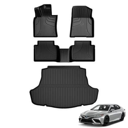 Floor Mats & Cargo Liner Fit for Toyota Camry 2018-2024 FWD Gas (Not for AWD or Hybrid) - style: 2018-2024 | For Toyota Camry 1st & 2and Row & Cargo