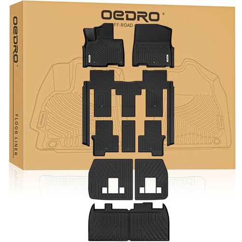 OEDRO Floor Mats Fit for Kia Carnival 2022-2025 2026 (Only Fit Gas & 8 Seats), All Weather TPE Car MPV Liners, 1st and 2nd 3rd Row with Backrest Mats and Cargo Mat, Back Seat Protector Full Mat Set - style: 22-26 Full Set & Backrest Mats