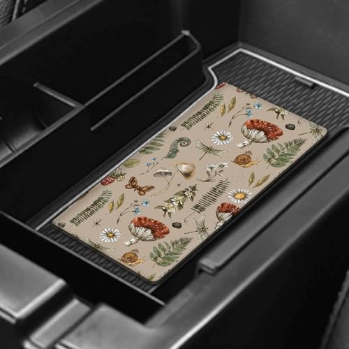 Leather Car Registration and Insurance Card Holder, Cute Car Accessories Vehicle Glove Box Car Organizer for Documents, Cards, License Cute Boho Mushroom - color: Cute Boho Mushroom