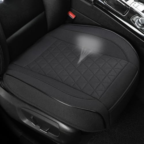 Linen Front Car Seat Cover Protector Anti-Slip Bottom Seat Cover Fits 95% of Vehicles,Wrapping Around The Bottom,Triangular Pattern(Black-1Pcs) - color: Triangular Pattern-Black, size: 1 Piece Linen