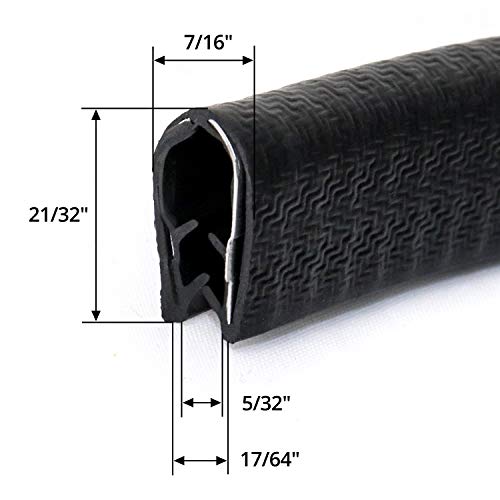 QWORK U-Shape Edge Trim, 10 Feet Weather Stripping Car Door Edge Protector, Flexible Push-On Rubber Guard for 1/4" Sharp Metal Edges