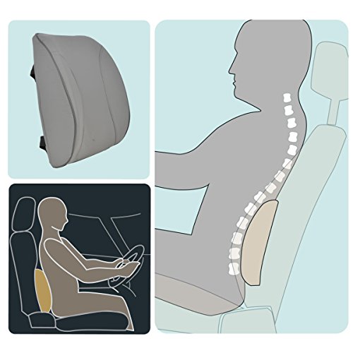 BDK BS-300-GR Durable Foam Lumbar Support 3D Balanced Firmness Cushion-Lower Back Pain Relief-Best for Office Chair, Car Seat, Recliner, Gray - color: Gray