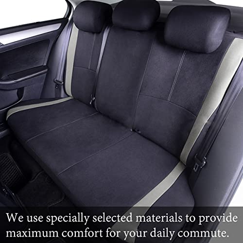 AICEL 9 Piece Car Seat Covers Full Set, Front and Rear Split Bench Auto Seat Protectors, Universal Two-Tone Washable Automotive Seat Covers (Gray) - color: Gray