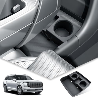 BIBIBO for 2026 Hyundai Palisade Center Console Organizer 2026 Hyundai Palisade Lower Center Console Organizer 2026 Palisade TPE Console Insert Tray - color: Black-Console Under Tray