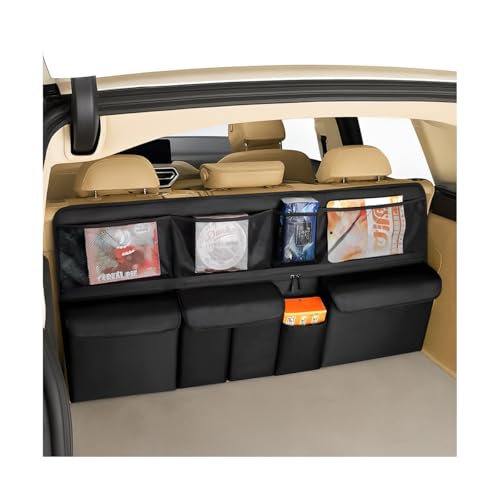 HZEL Car Trunk Organizer, Collapsible Large Capacity Vehicle Backseat Hanging Storage Bag with 9 Pockets, Automotive Interior Backseat Organizer, Universal for SUV RV Truck (Black) - color: Black