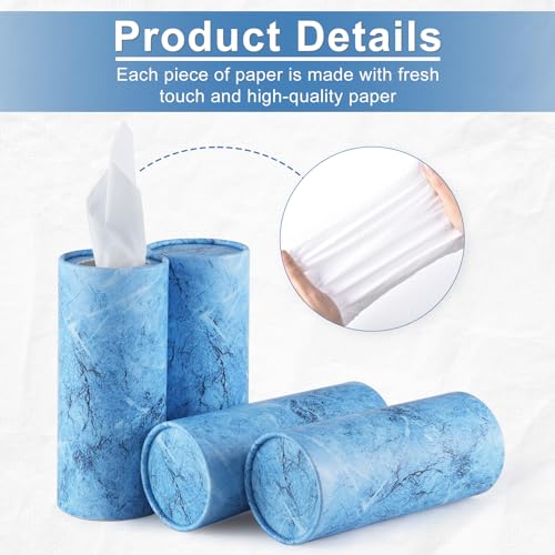 Car Tissue Holder, 4 Pack Car Cup Holder Facial Tissues with Travel Tissue Bag, Quick and Convenient Flower Combination Box(4 Canisters/200 Tissues) Blue - color: Blue