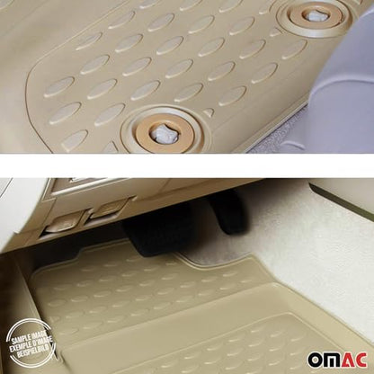 OMAC Floor Mats for Toyota Highlander 2001-2007 Car Mats All Weather 3D Custom Fit Rubber Mat Waterproof Odorless TPE Floor Liners Laser Measured Non-Slip (Beige)