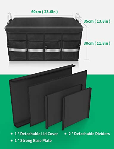 Oasser Trunk Organizer, Large, Black | Waterproof, Collapsible, Foldable Hard Cover, Aluminium Alloy Handle, Reflective Strip - color: Black, size: Large