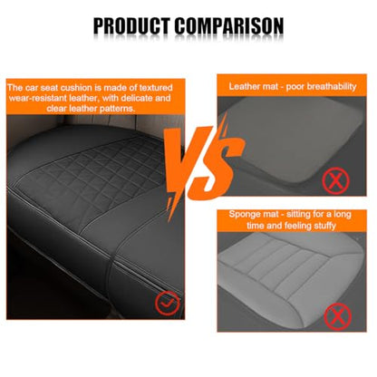 Leather Car Seat Cover, Vehicle Rear Bottom Seat Protector Pad, Full Surrounded Waterproof Auto Seat Protective Cushion with Storage Pocket, Universal Fit（Black） - color: Black
