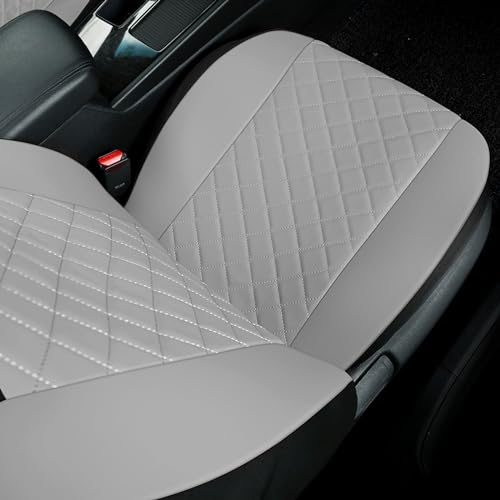 GIANT PANDA Front Car Seat Covers, Bucket Seat Covers,Faux Leather Low Back Auto Seat Covers for Cars, Trucks, Jeep, Van, SUV, Pickup, Airbag Compatible (Gray) - color: Gray(Separate headrest)