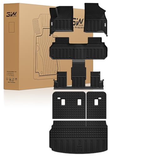 3W Floor Mats & Seat Back Mats & Cargo Liner for Chevrolet Chevy Traverse & GMC Acadia 2024-2026 (Only 7 Seats) & Buick Enclave 2025-2026, All Weather TPE Custom Fit Full Set Floor Liners - size: Chevy Traverse 2024-2026 Full Set