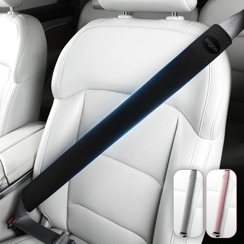 Wigoo 2026 Upgraded Extended Version Suede Car Seat Belt Cover, [Reduces Neck Friction & Enhances Comfort], Soft Shoulder Pad Protector, Auto Interior Accessories,(2 Packs, 18.9Inch), Black - color: Black, size: 18.9in - 2PCS