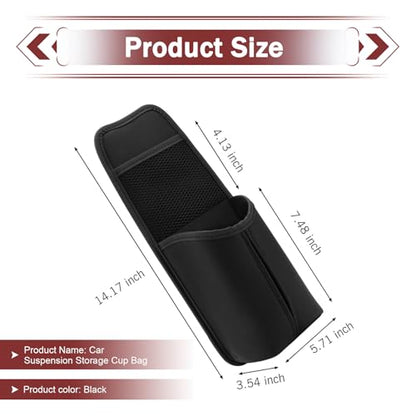 Car Hanging Tissue Holder, Strap-On Non-Slip Front and Back Seat Side Organizer with Mesh Net, Waterproof Leather Space Saving Car Cup Holder, Universal for Most Cars (Black) - color: Black