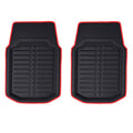 FH Group Automotive Floor Mats - PU Leather Floor Mats, Deep Dish Design, Floor Mats for Cars, Universal Fit Floor Mats Front Set, Floor Mats for Most Sedan, SUV, Truck Floor Mats Red Black