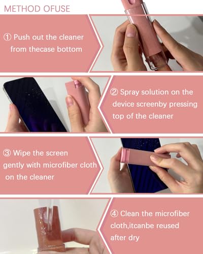 Touchscreen Mist Cleaner Screen Cleaner Spray Bottle Tool Screen Cleaner for iPhone iPad AirPods Eyeglasses Smartphones Tablet Versatile Cleaners Cute Car Accessories (2 Units) - color: 2Pink