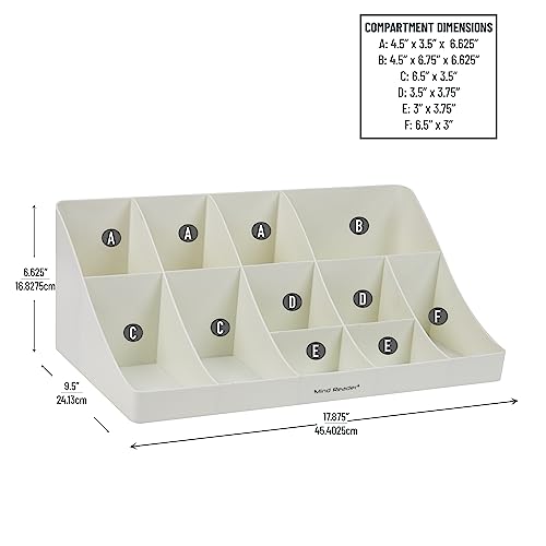 Mind Reader Cup and Condiment Station, Countertop Organizer, Coffee Bar, Kitchen, Stirrers, 17.875"L x 9.5"W x 6.625"H, White - color: White