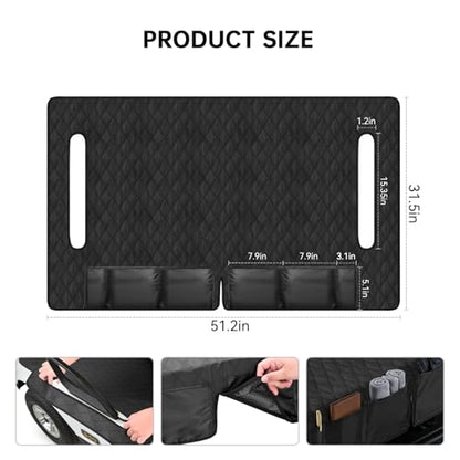 Golf Cart Seat Covers, Universal Golf Cart Seat Towel Blanket with 6 Front Pockets & Nonskid Bottom Fits for EZGO, Yamaha, Club Car and More 2 Person Seats Golf Carts, Black, 51.2 x 31.5 Inches