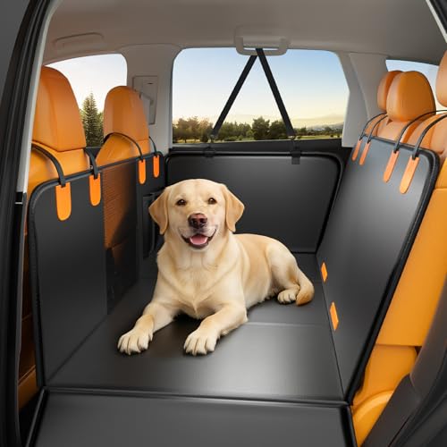 Dog Car Seat Cover Hard Bottom, 400LBS Back Seat Extender for Dogs, Waterproof PU Leather Dog Hammock, Heavy Duty Dog Seat Protector for Car SUV Truck