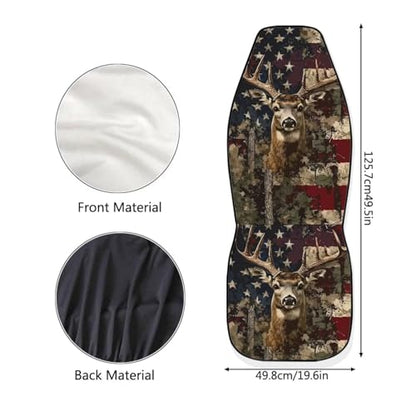 Car Front Seat Cover for Men 2 Pieces Set American Flag Deer Design Print Highly Elastic Automotive Seat Cover Anti Slip Towel Blanket for Trucks Sedans Van Skin-Friendly Soft - color: American Flag Deer Design Print