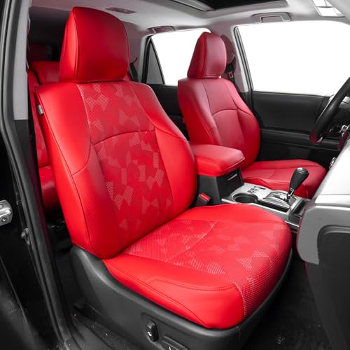Fit for Toyota 4Runner 2010-2024(5th) Car Seat Covers,Custom Automotive Seat Covers Full Set-Front,Second & Third Car Seat Protector,Luxury Leather Seat Covers for SUV (3-Row,7 Seats Model Only-Red) - color: Red, size: 2010-2024(5th)-3 Row，7 Seat